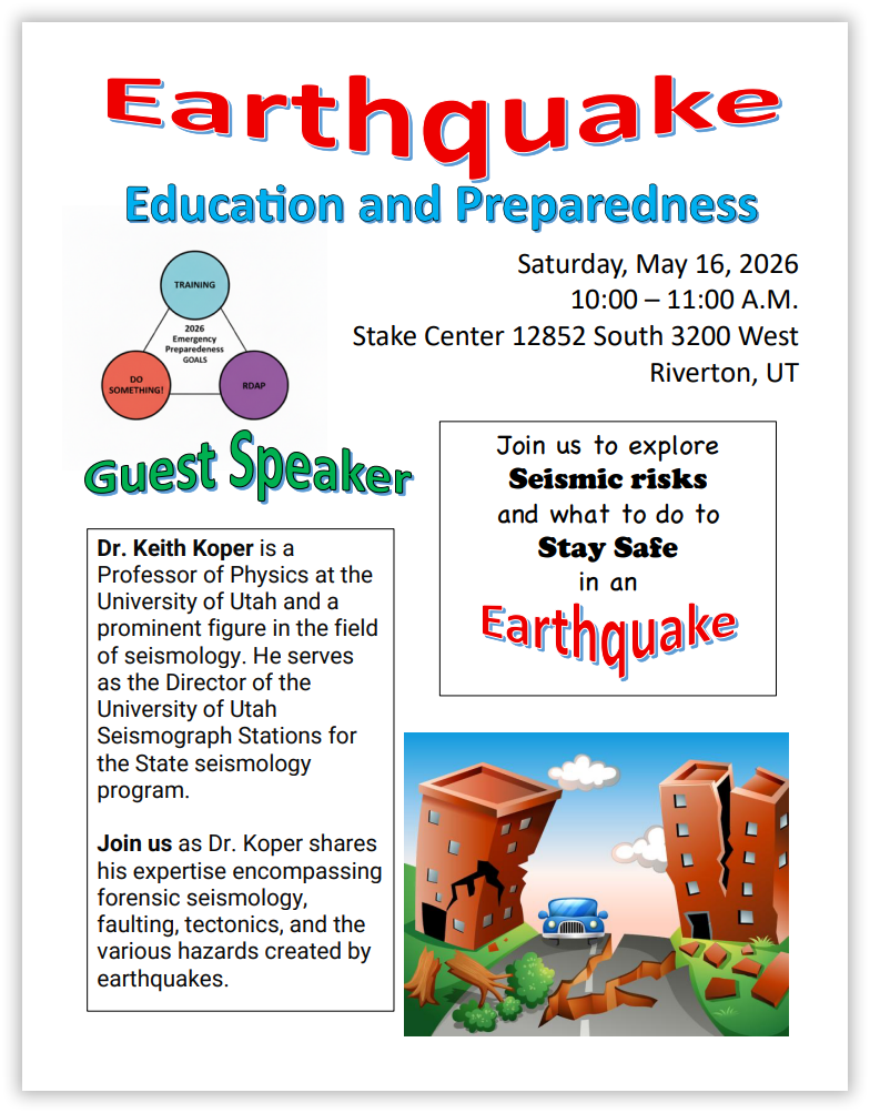Earthquake Preparedness Class Flyer