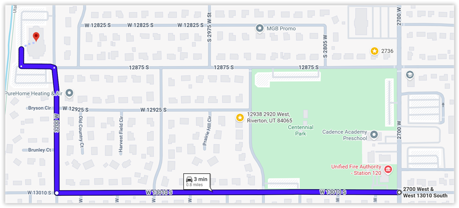 route to get to Stake Center