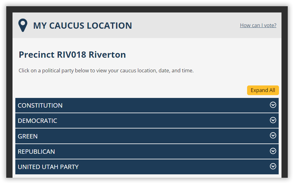 vote.utah.org - Caucus Locations